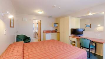 Desk, blackout drapes, iron/ironing board, free WiFi