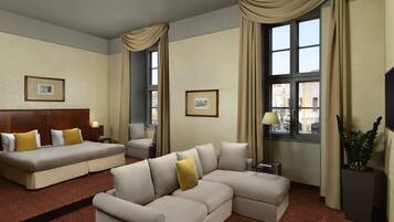 Junior Suite, Multiple Beds | In-room safe, desk, laptop workspace, blackout drapes