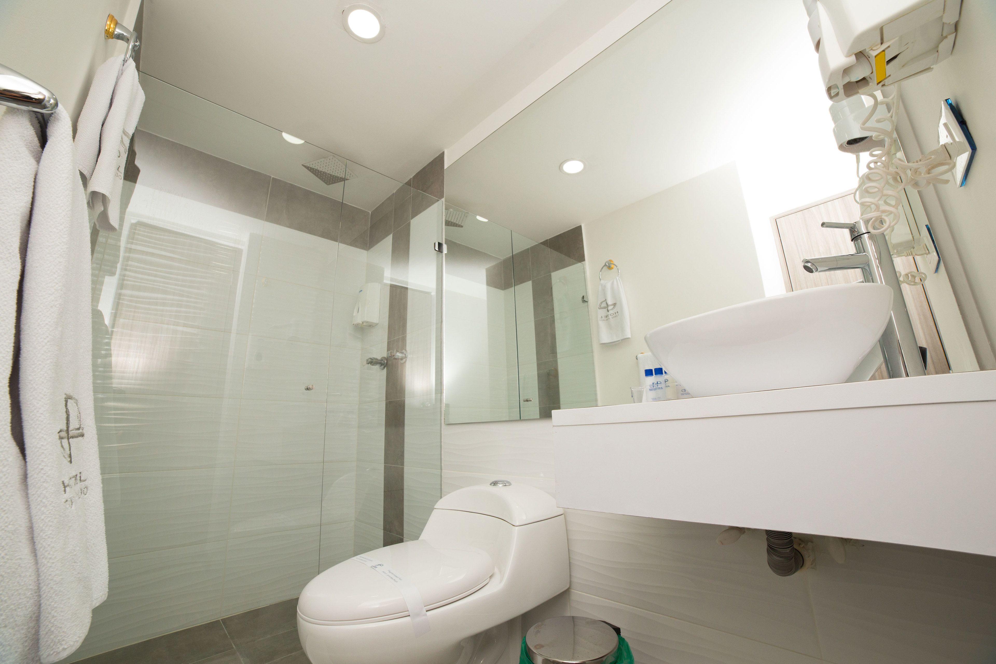 deluxe suite | bathroom | shower, free toiletries, hair dryer, towels