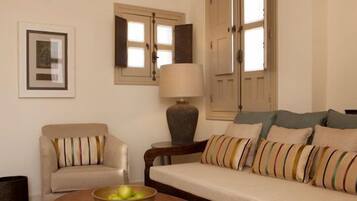 Junior Suite, 1 Queen Bed, Terrace | Living area | LCD TV