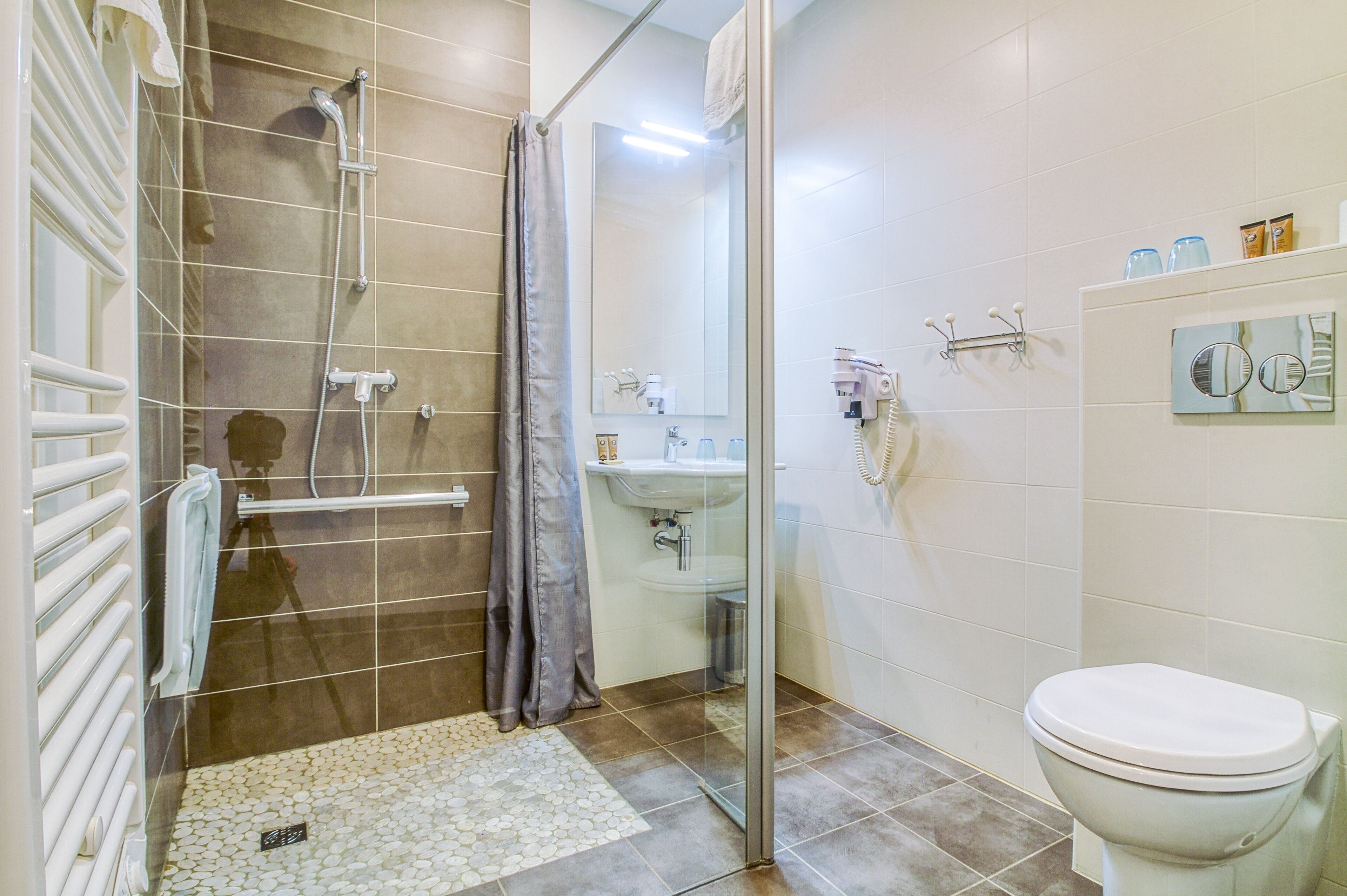 family room | bathroom | free toiletries, hair dryer, towels