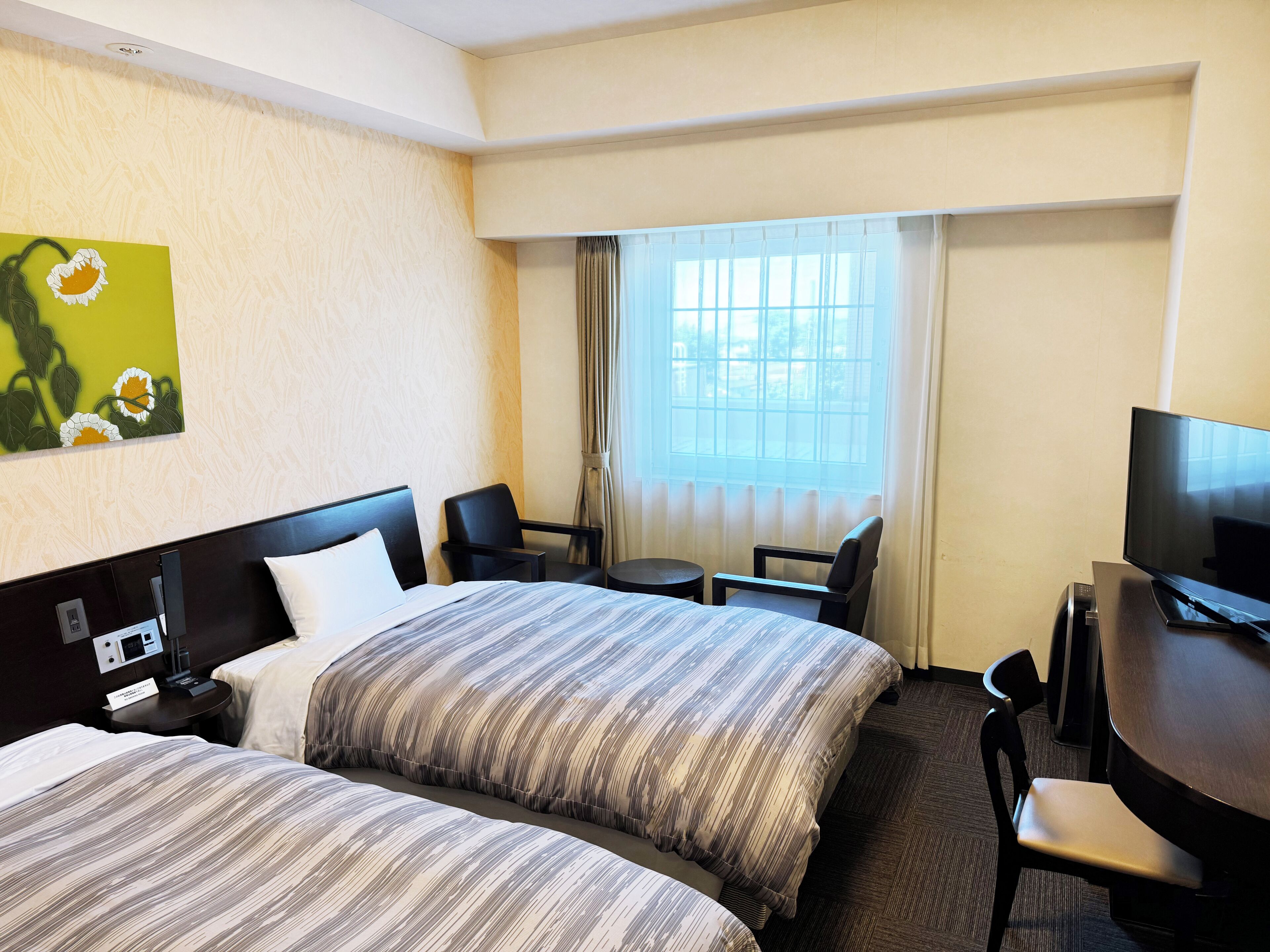 Desk, free WiFi, bed sheets