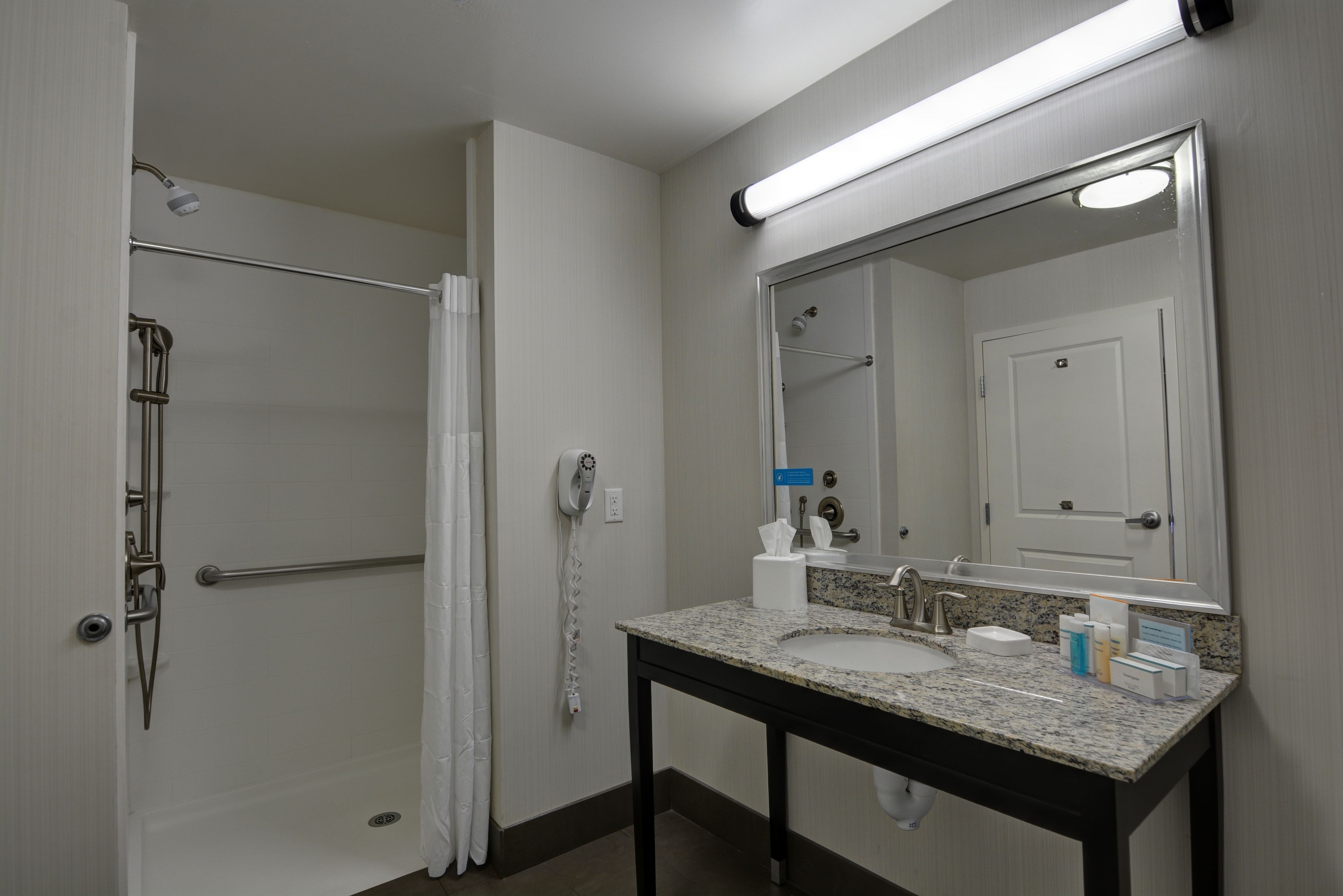 suite, 1 king bed, accessible, non smoking | bathroom | free toiletries, hair dryer, towels, soap