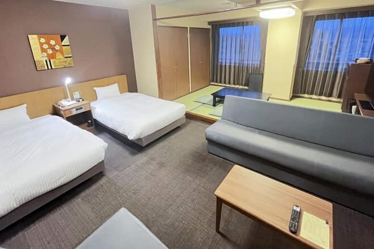 Desk, blackout curtains, iron/ironing board, free WiFi