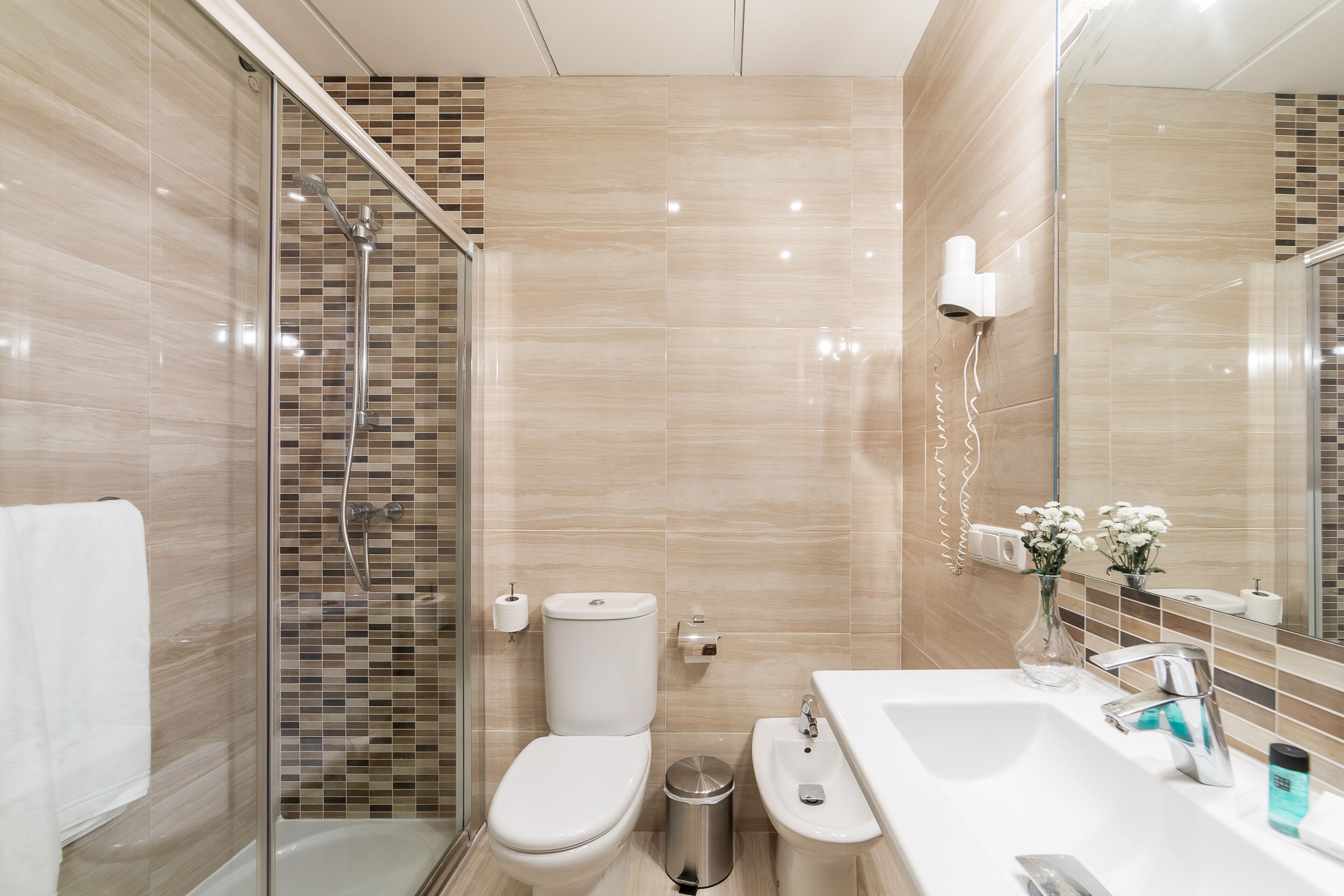 single room | bathroom | shower, free toiletries, hair dryer, towels