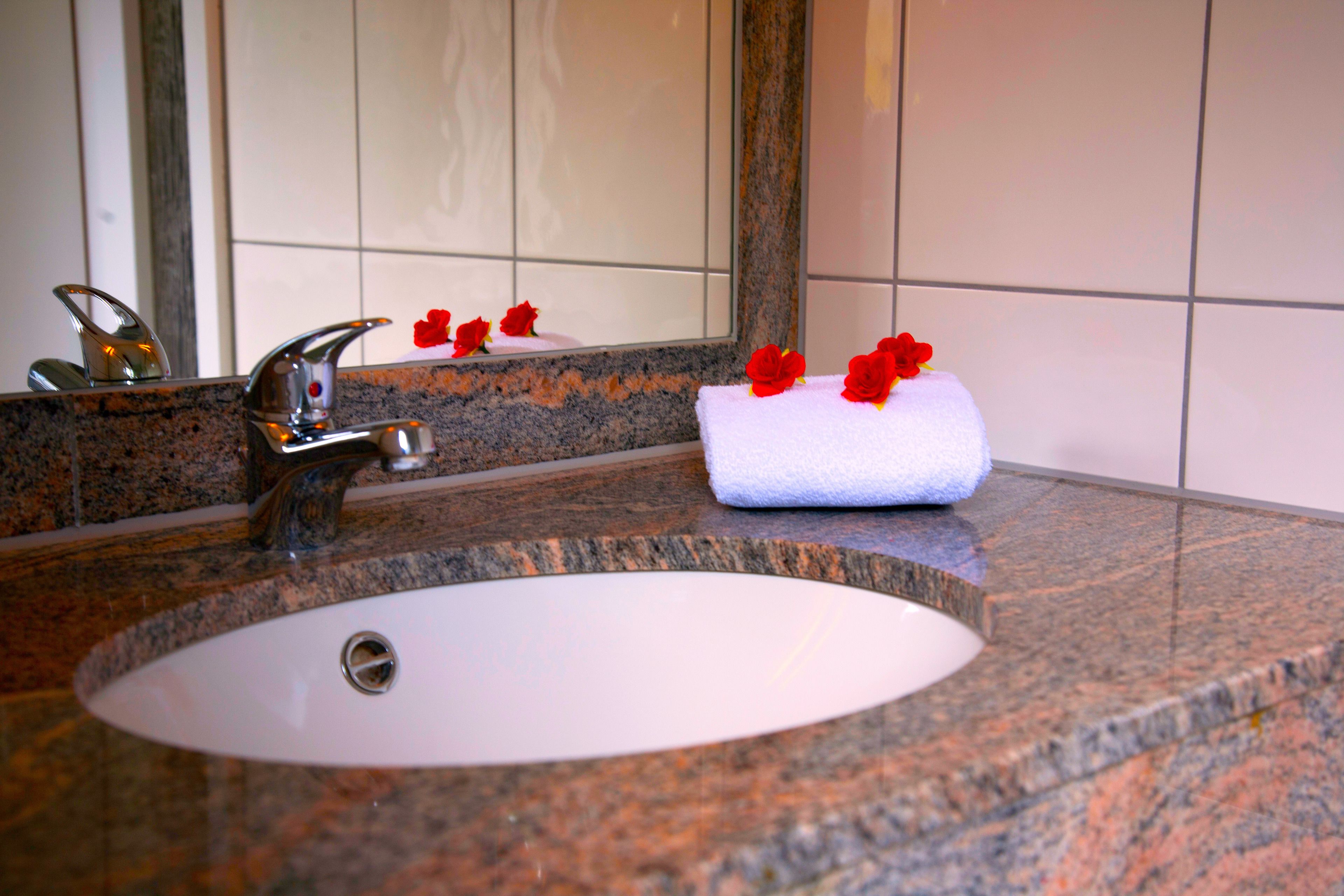 free toiletries, hair dryer, towels