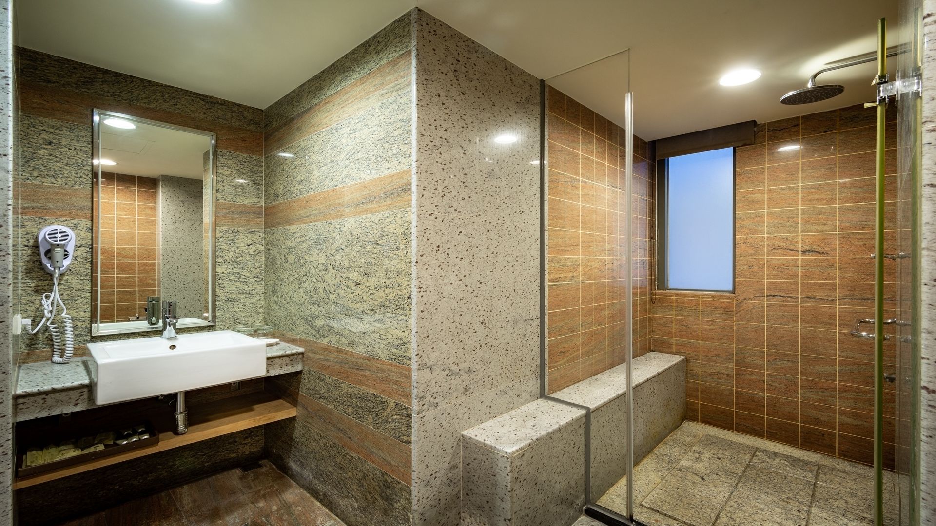 family room, 2 double beds | bathroom | shower, free toiletries, hair dryer, slippers