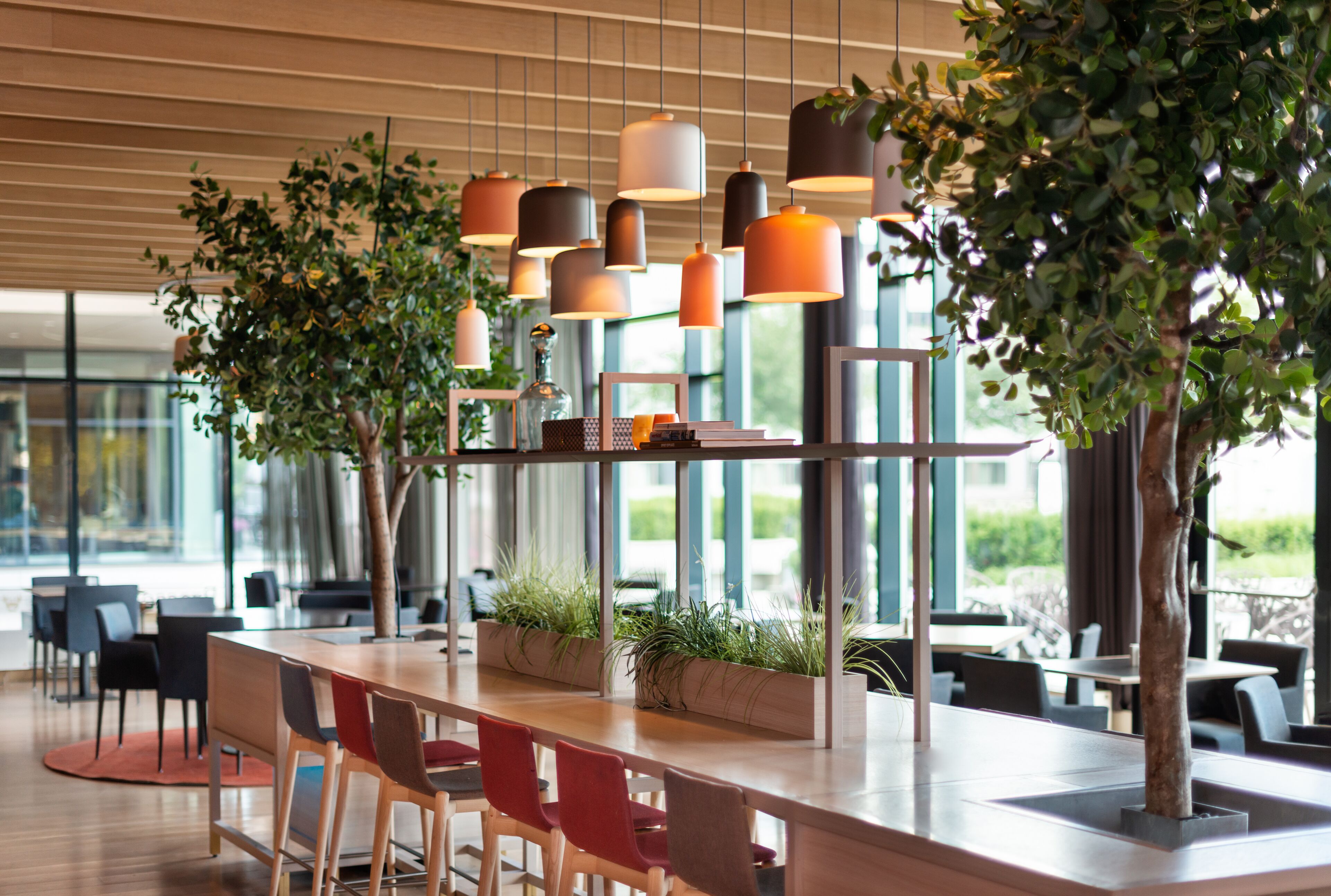 dinner served, international cuisine, garden views