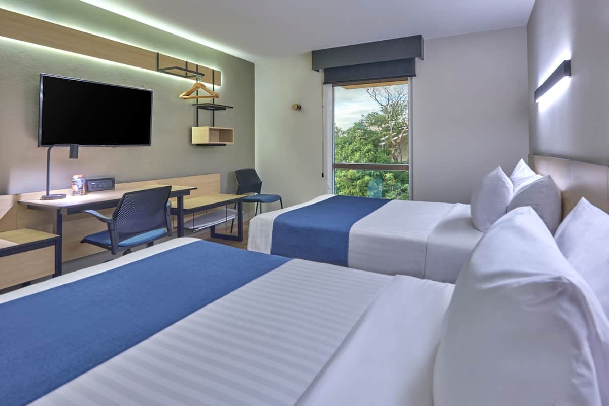 Room, 2 Double Beds | 1 bedroom, desk, blackout curtains, soundproofing