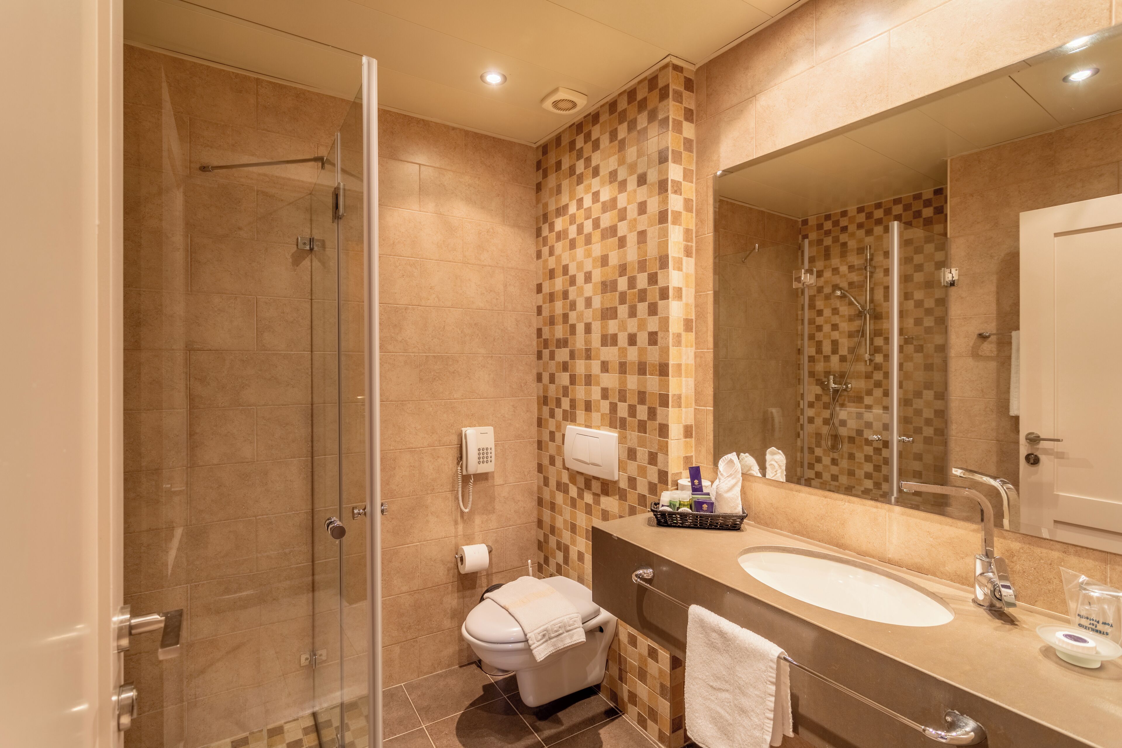 superior suite | bathroom | shower, rainfall showerhead, free toiletries, hair dryer