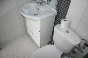 Studio | Bathroom | Shower, free toiletries, hair dryer, towels