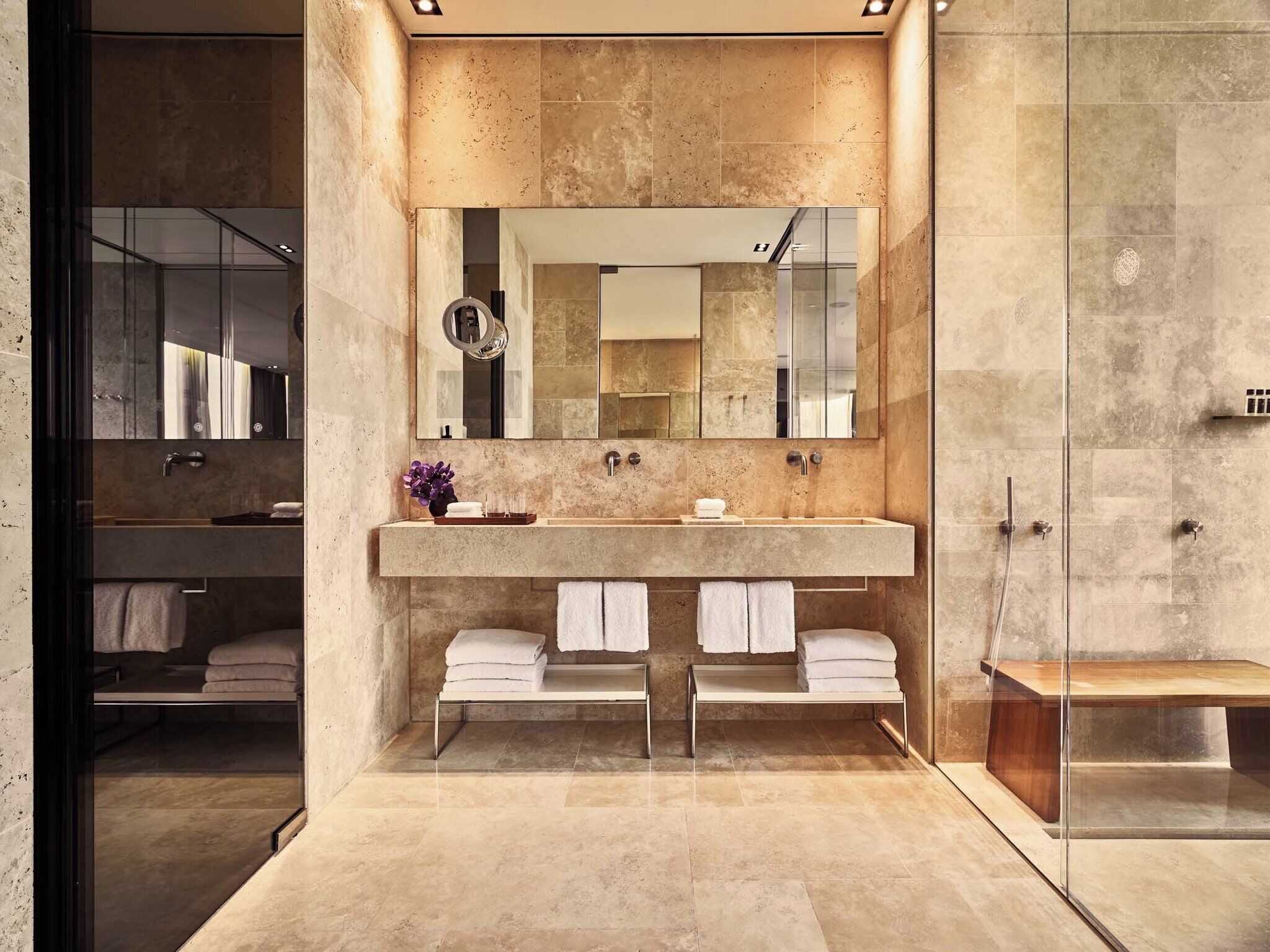 suite (penthouse) | bathroom | designer toiletries, hair dryer, bathrobes, slippers