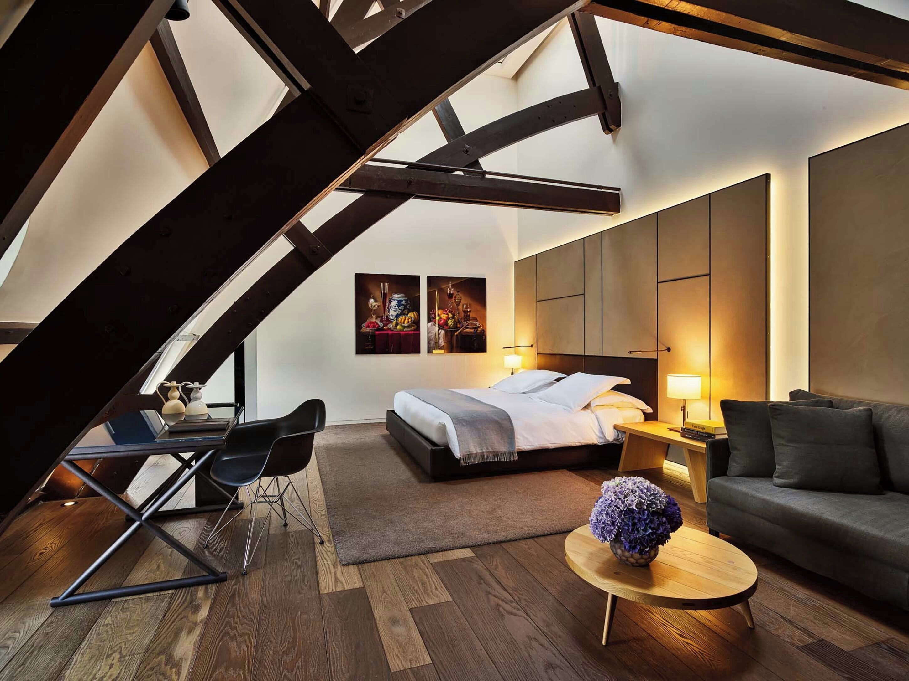 Phòng Suite, cao tầng | Bộ trải giường bằng vải Frette của Ý, bộ đồ giường cao cấp 