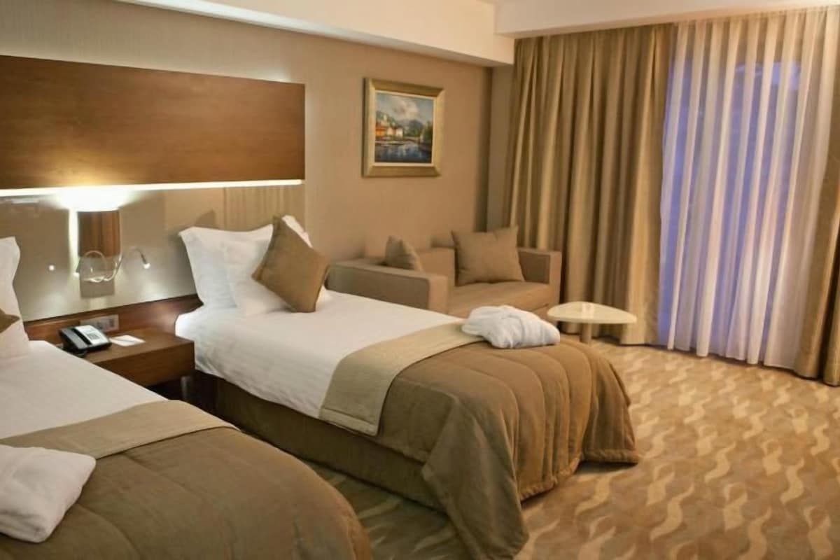 Premium bedding, memory foam beds, minibar (some free items)