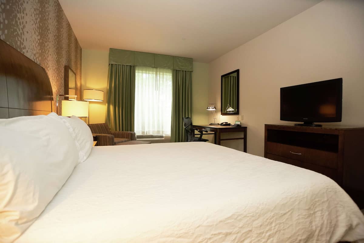 Room, 1 King Bed, Accessible (Hearing) | In-room safe, laptop workspace, iron/ironing board