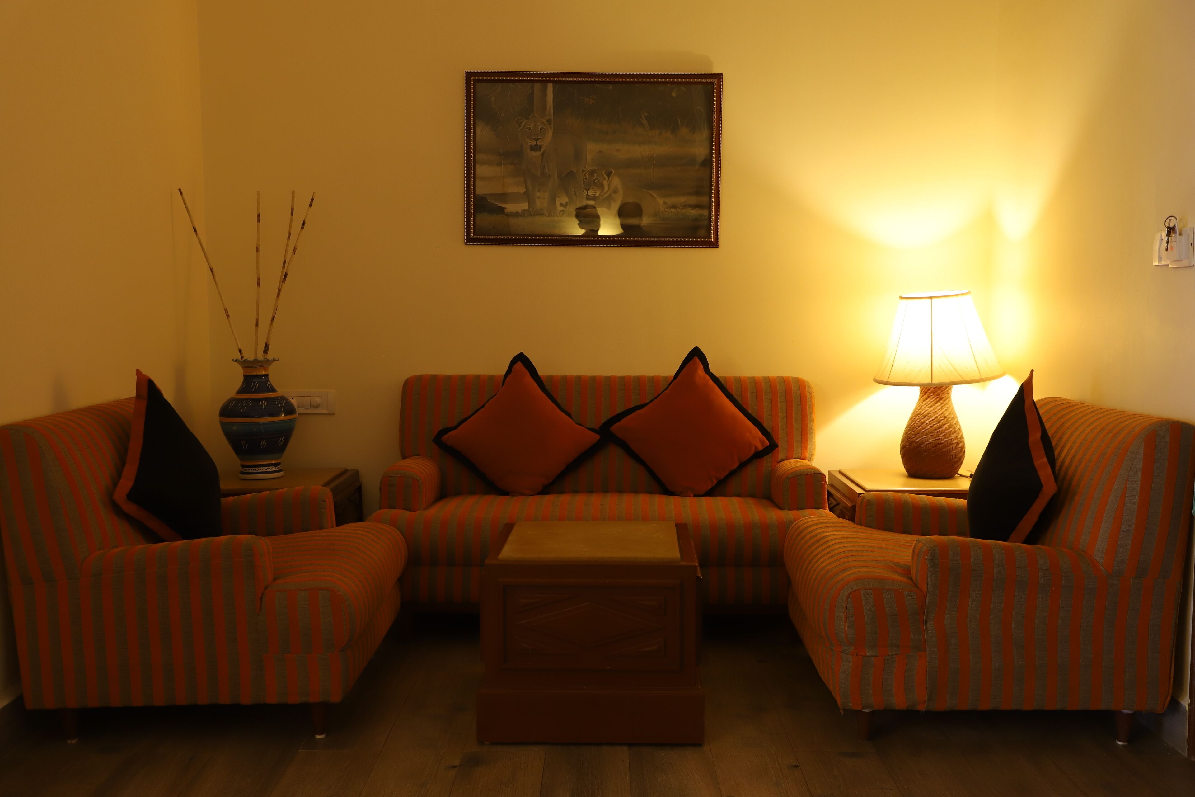executive suite, garden view (with sit-out) | living area | 32-inch lcd tv with cable channels, tv, dvd player