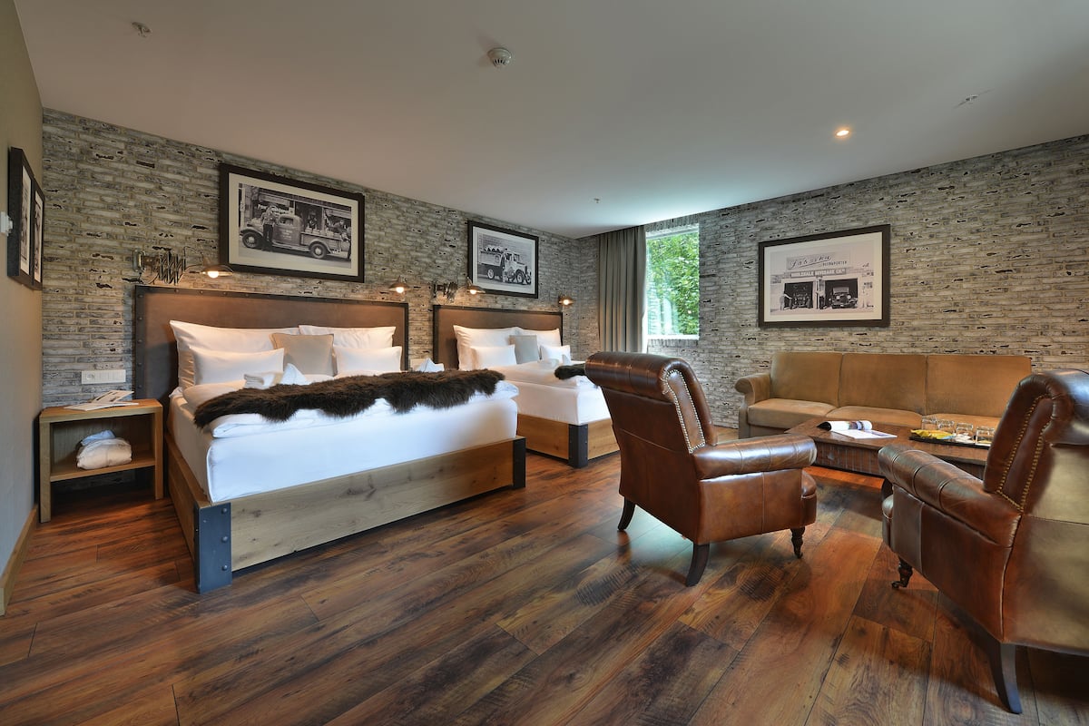 Family Room, 2 Queen Beds (Premium) | Select Comfort beds, free minibar, in-room safe, desk