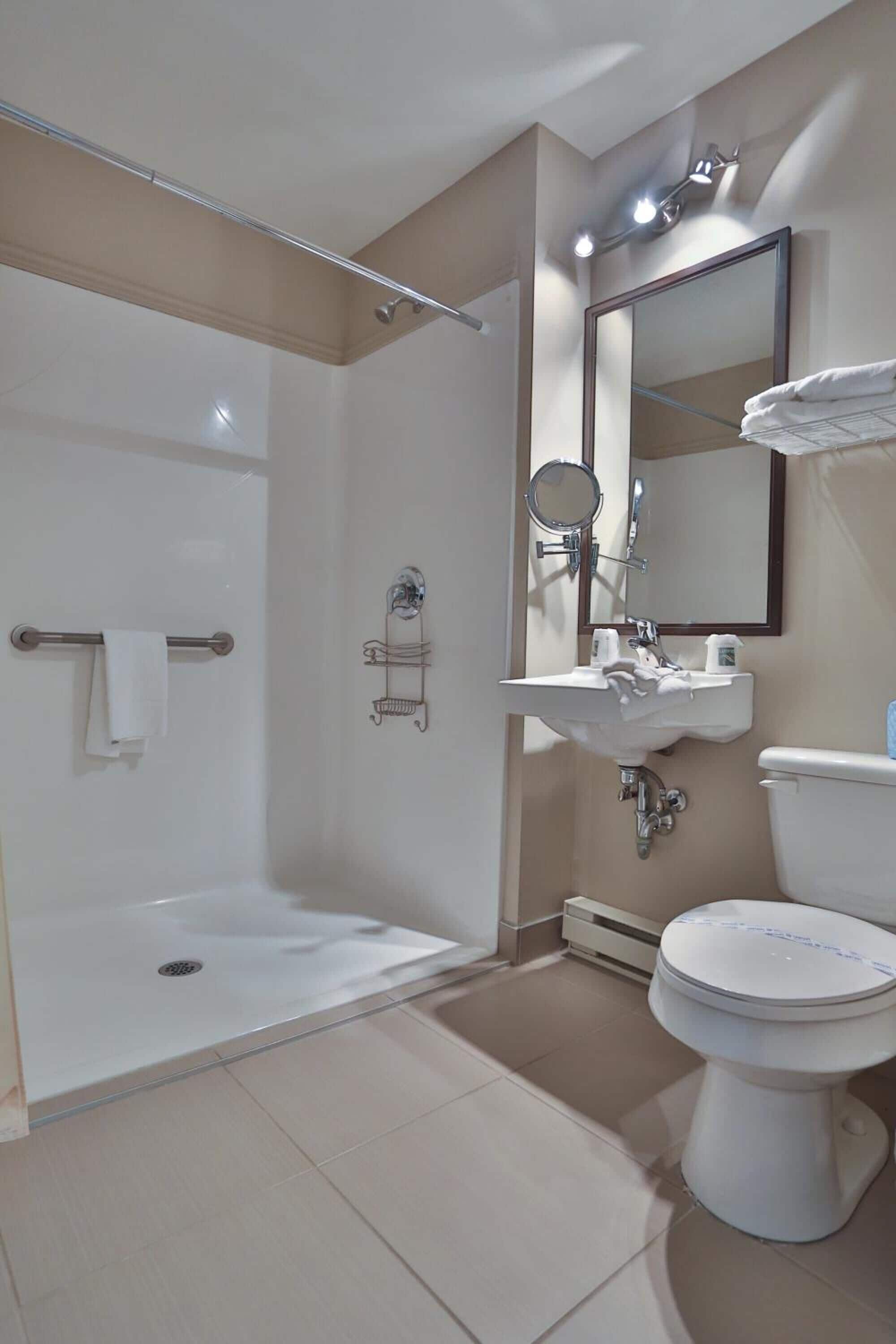 free toiletries, hair dryer, towels