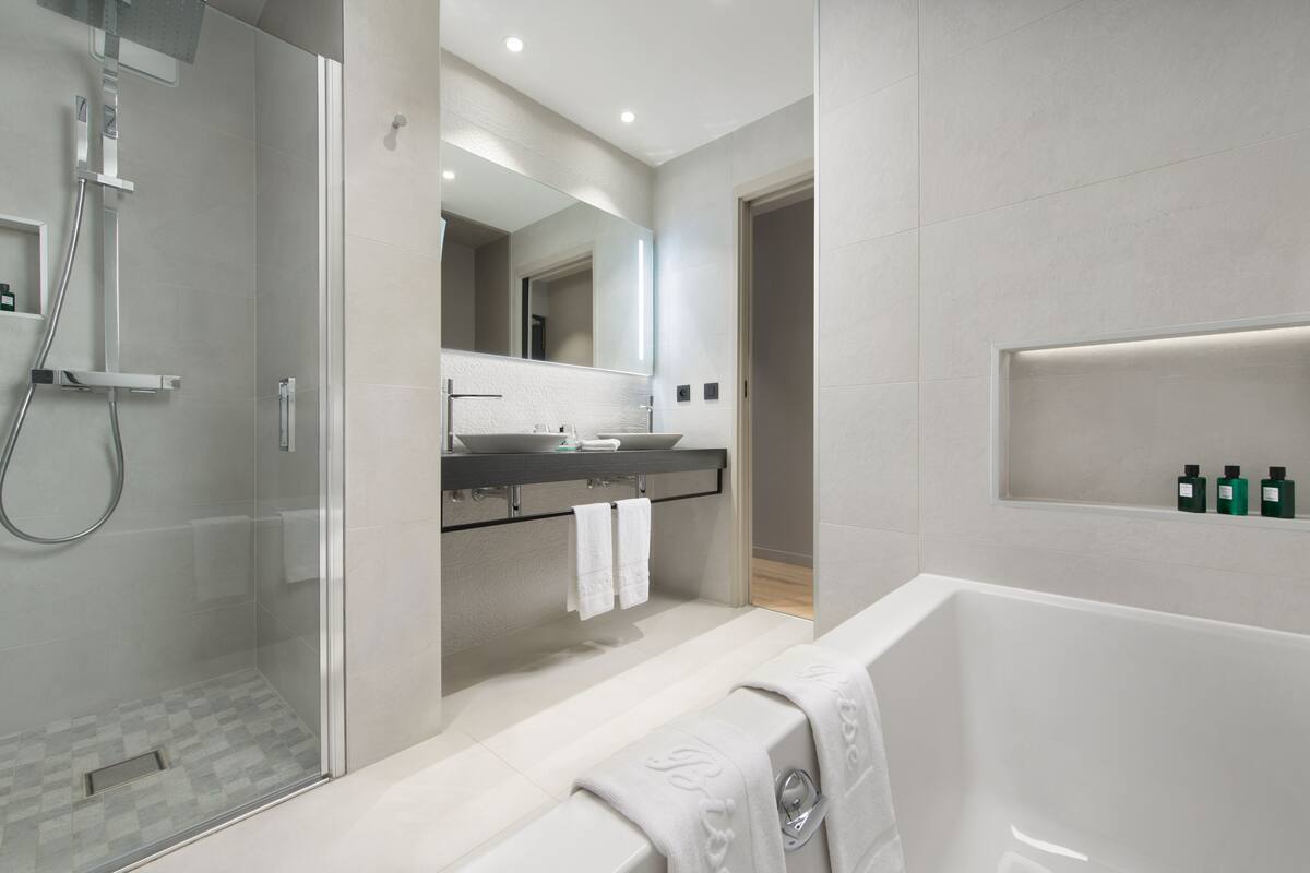 free toiletries, hair dryer, bathrobes, towels