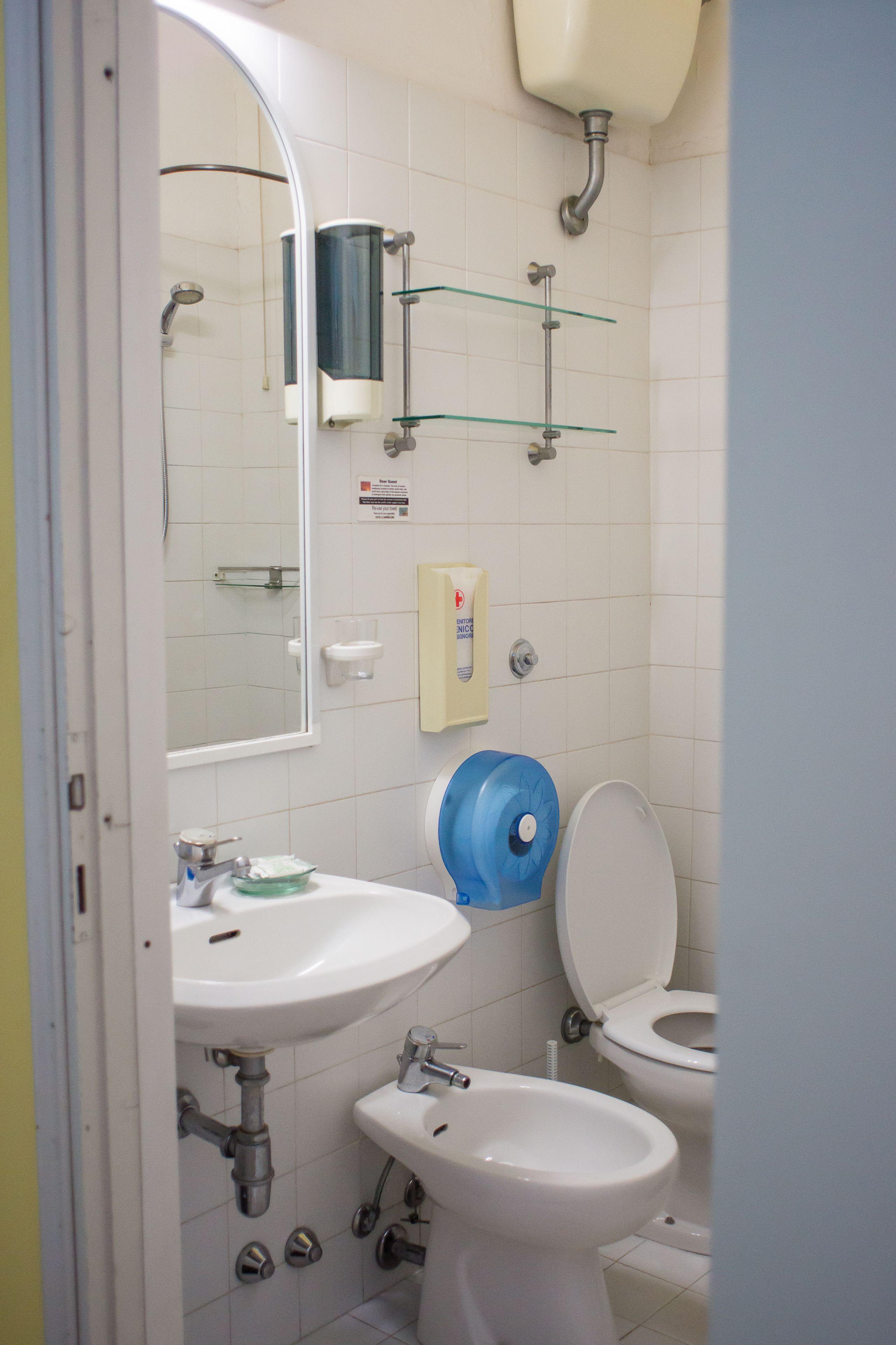 basic double room, private bathroom | bathroom | shower, rainfall showerhead, hair dryer, towels