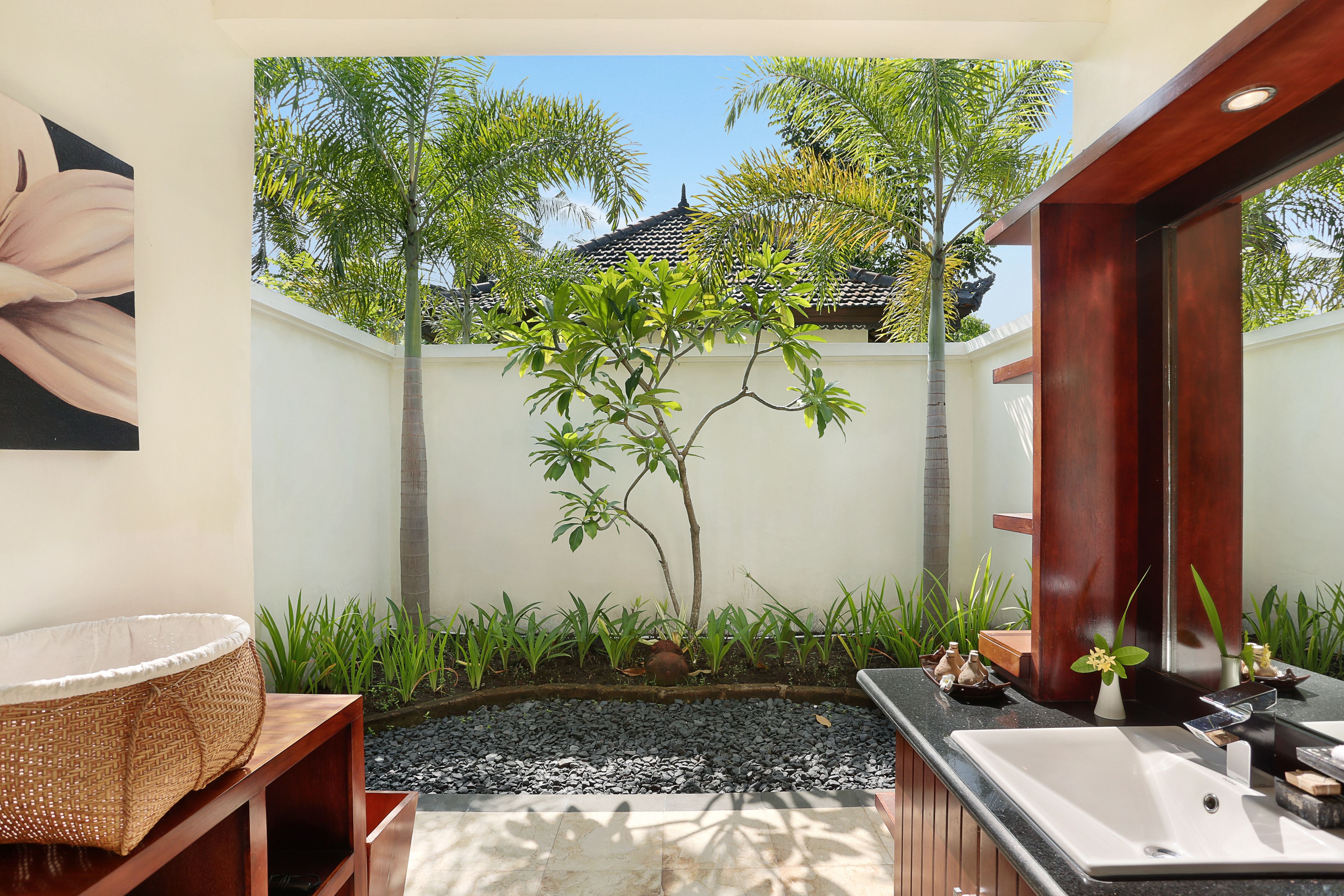 sunset bungalow, 1 king bed | bathroom | free toiletries, hair dryer, bidet, towels