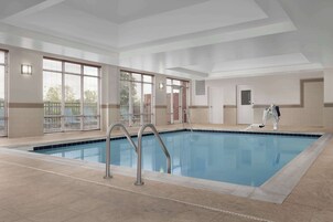 Indoor pool, open 10:00 AM to 10:00 PM, sun loungers