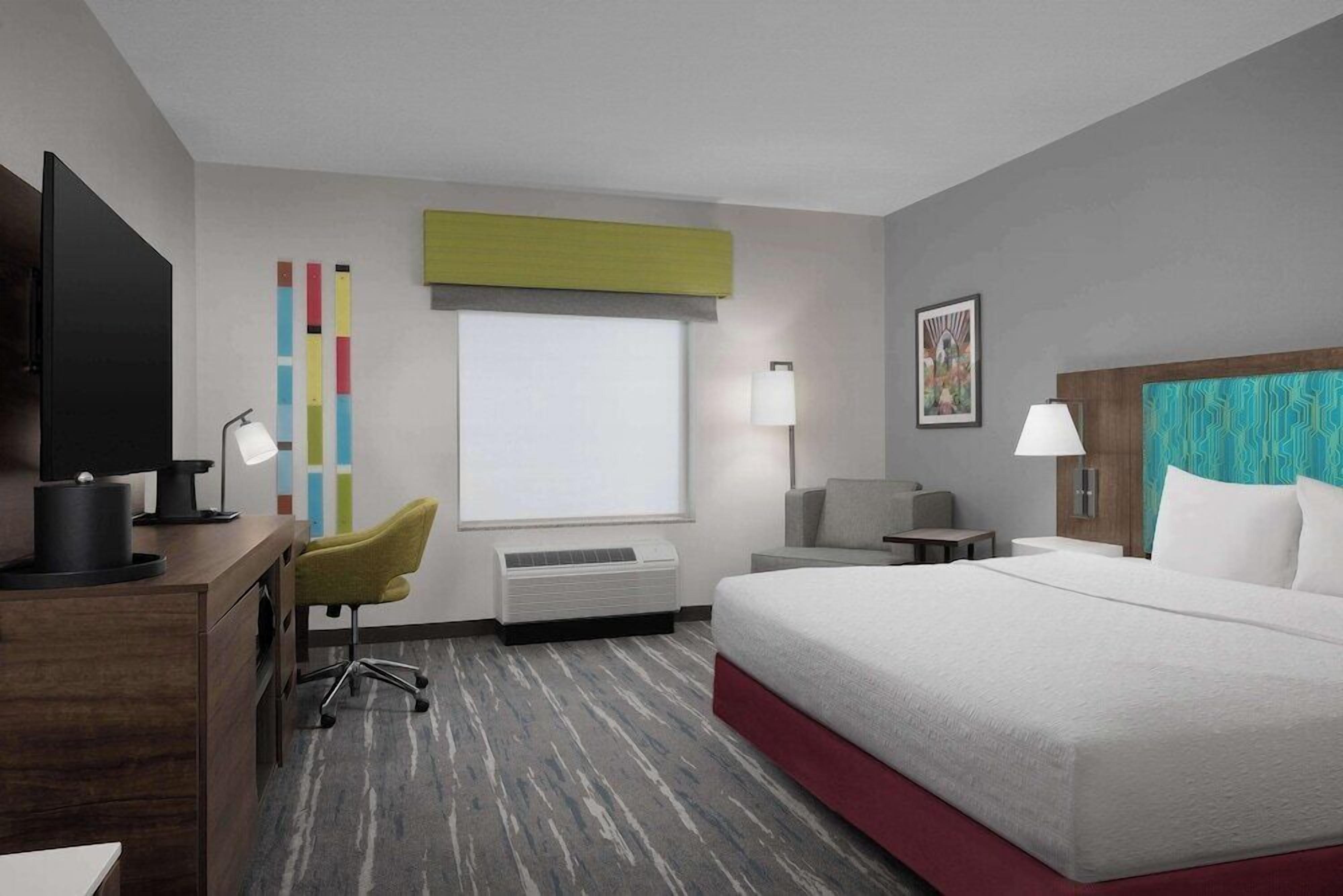 Premium bedding, desk, blackout drapes, iron/ironing board