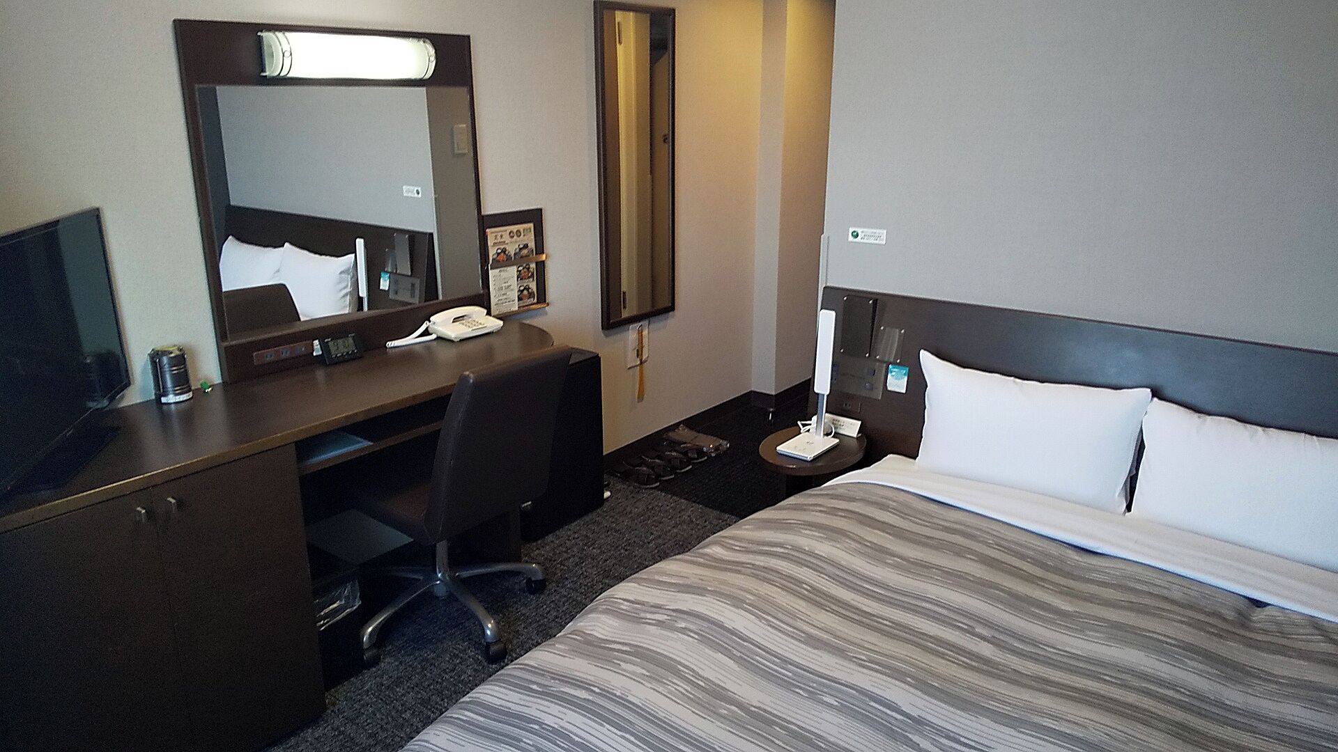 Desk, free WiFi, bed sheets