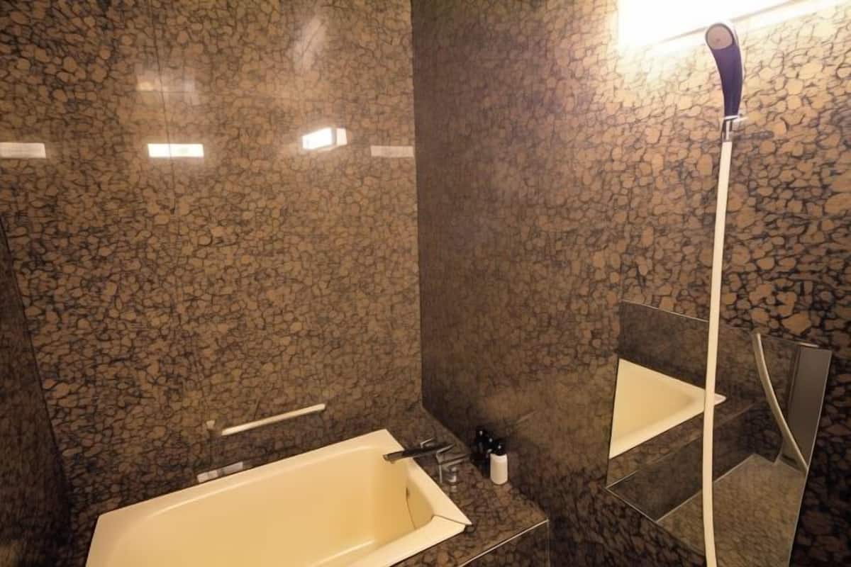 Bathroom | Combined shower/tub, deep soaking tub, free toiletries, hair dryer