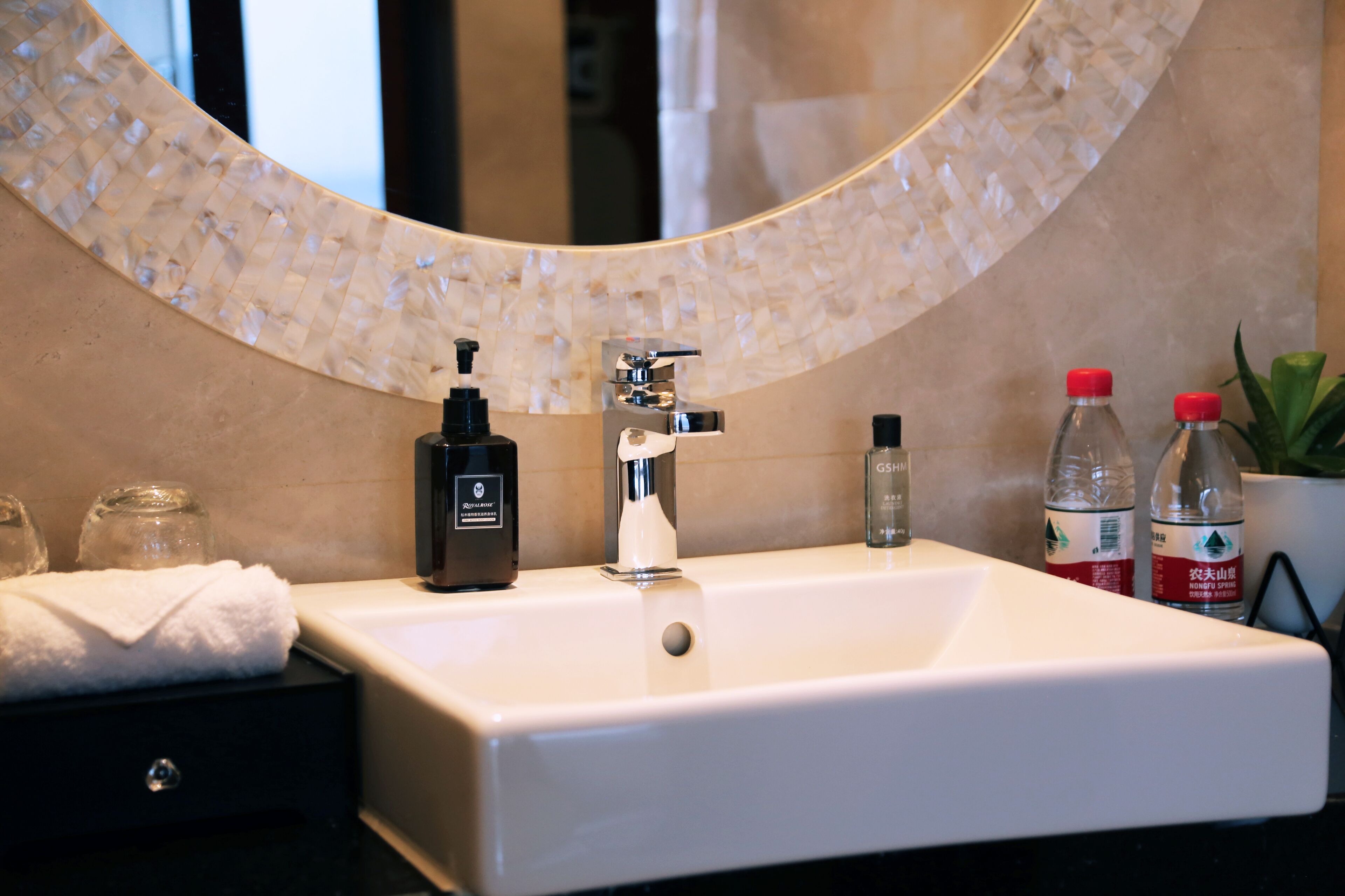 superior king room | bathroom | separate bathtub and shower, deep-soaking bathtub, rainfall showerhead