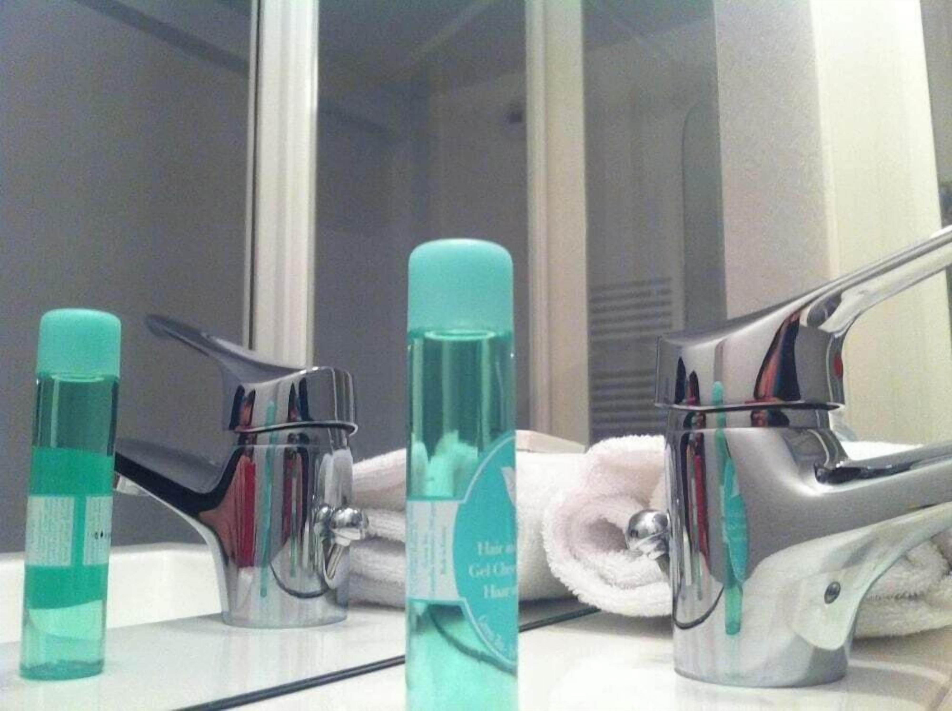 free toiletries, hair dryer, towels