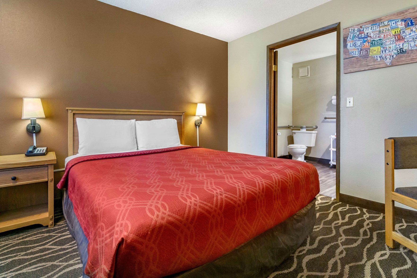 Premium bedding, desk, blackout curtains, iron/ironing board