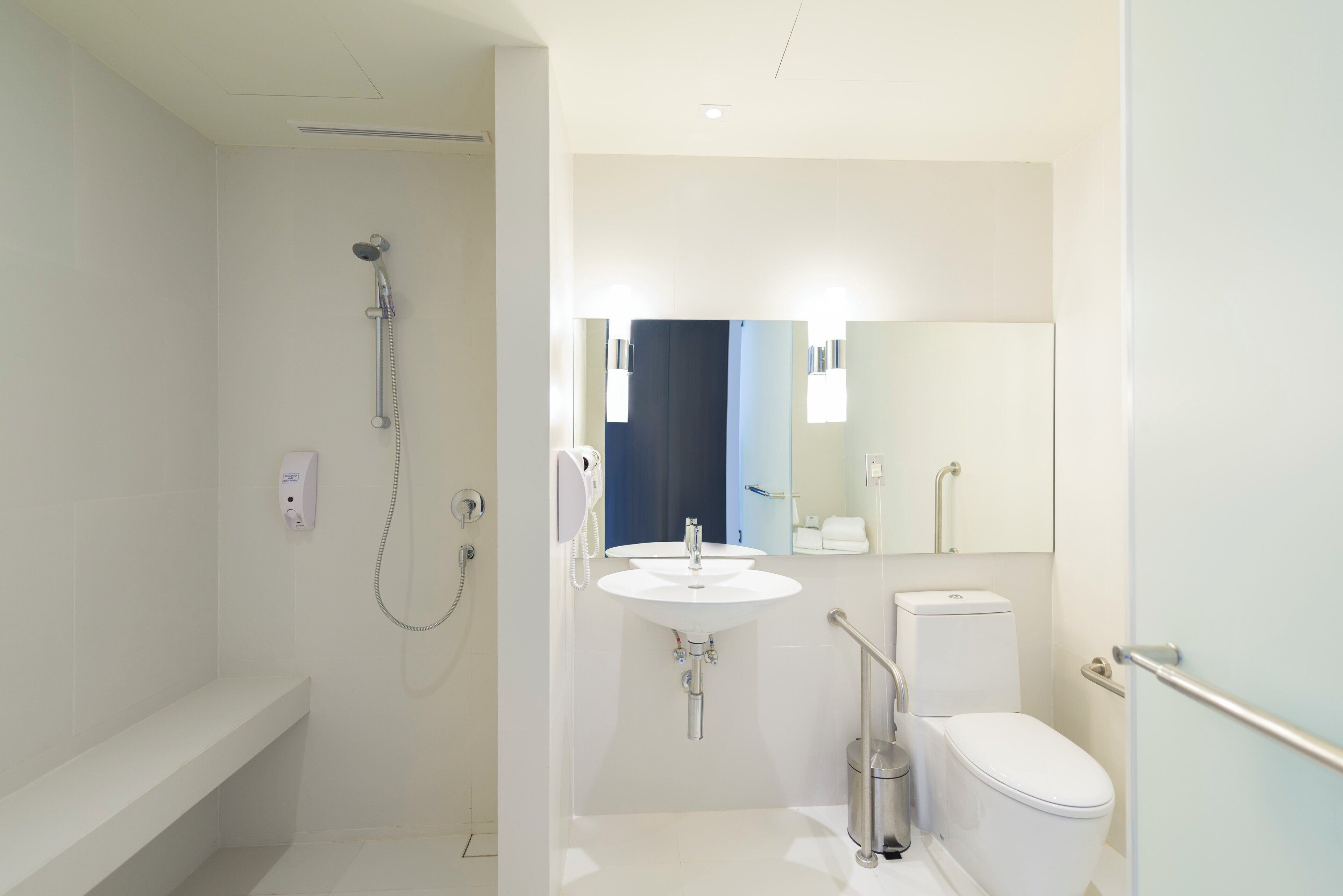 shower, free toiletries, hair dryer, slippers