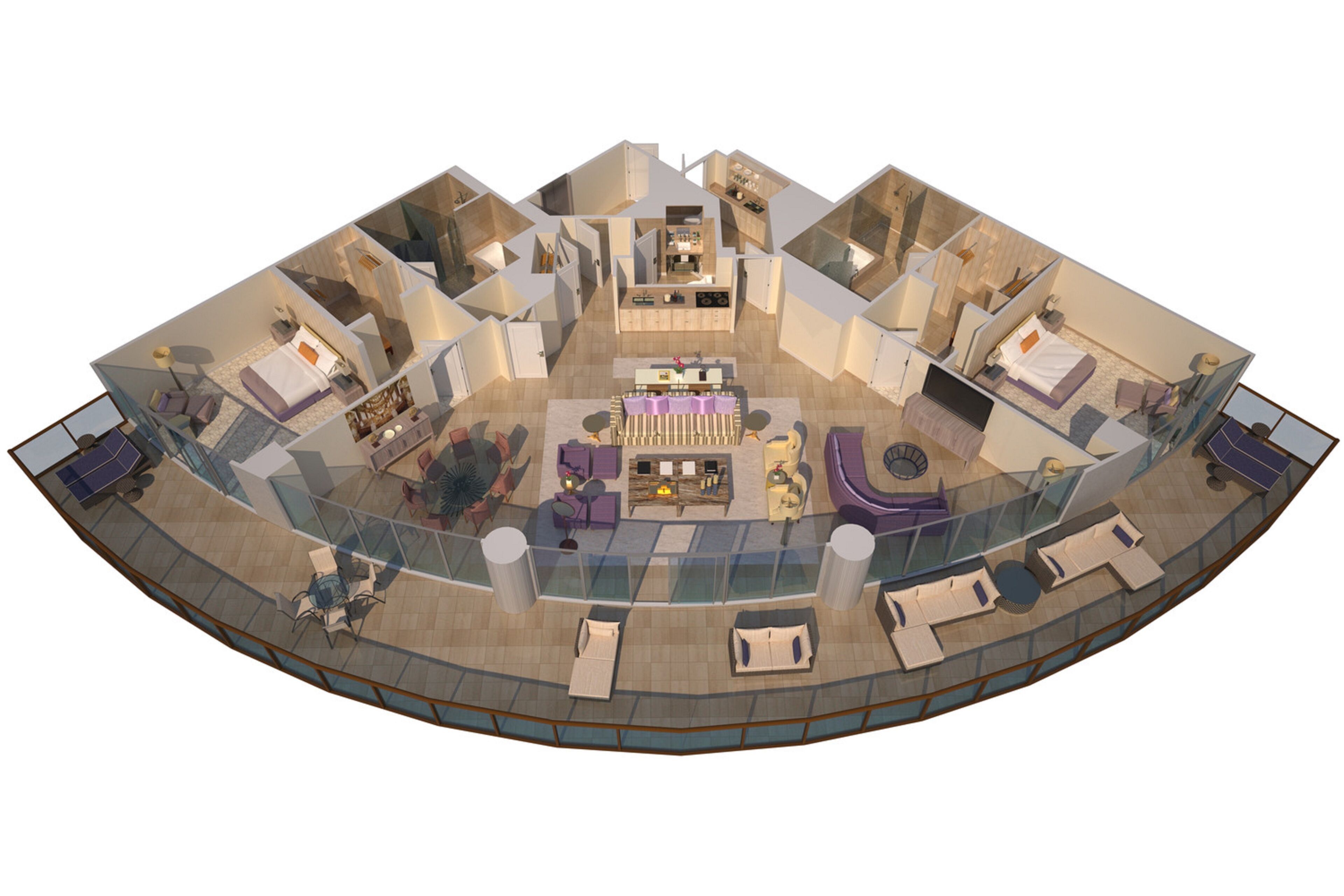 presidential suite, 2 bedrooms, ocean view | floor plan