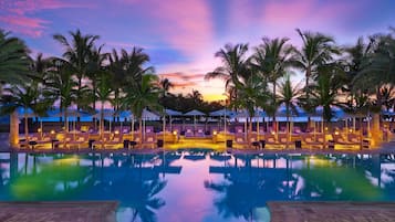 2 outdoor pools, open 7:00 AM to 6:00 PM, pool umbrellas, sun loungers