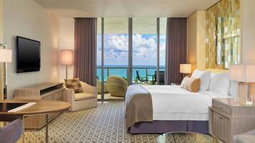 Chambre Deluxe, 1 trÚs grand lit, vue océan (Balcony) | Draps en coton égyptien, literie de qualité supérieure