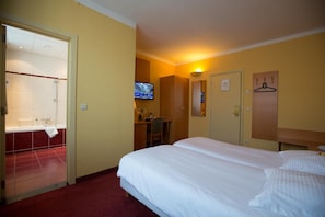 Hypo-allergenic bedding, desk, blackout curtains, soundproofing