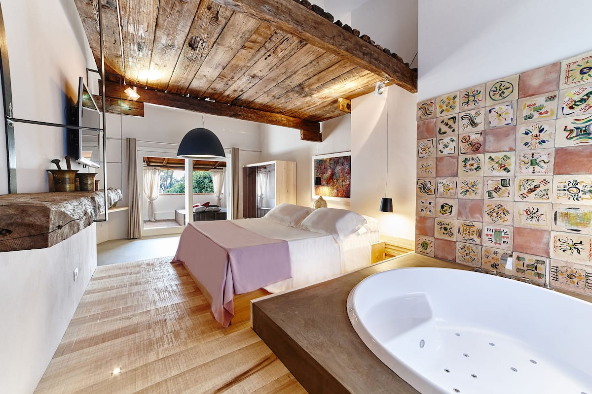 Romantische suite, uitzicht op zee | Privéspabad
