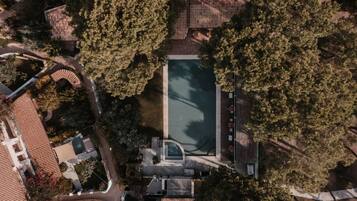 Outdoor pool, sun loungers