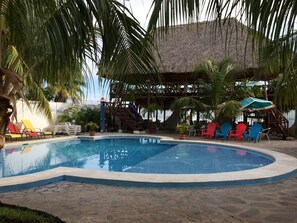 Outdoor pool, pool umbrellas