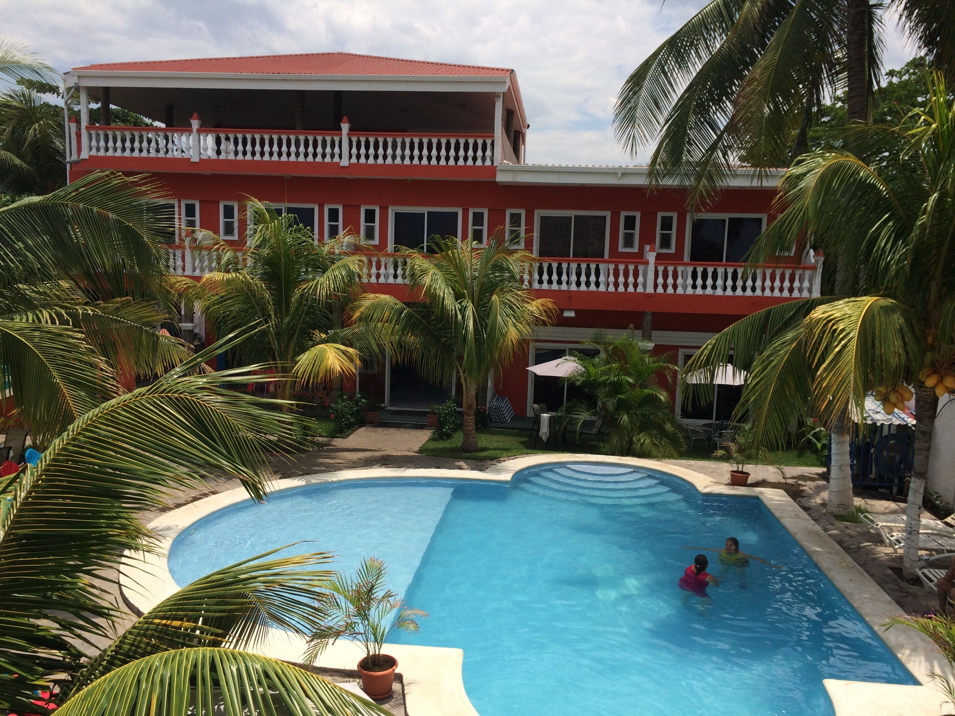 Outdoor pool, pool umbrellas