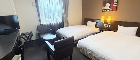 Desk, free WiFi, bed sheets