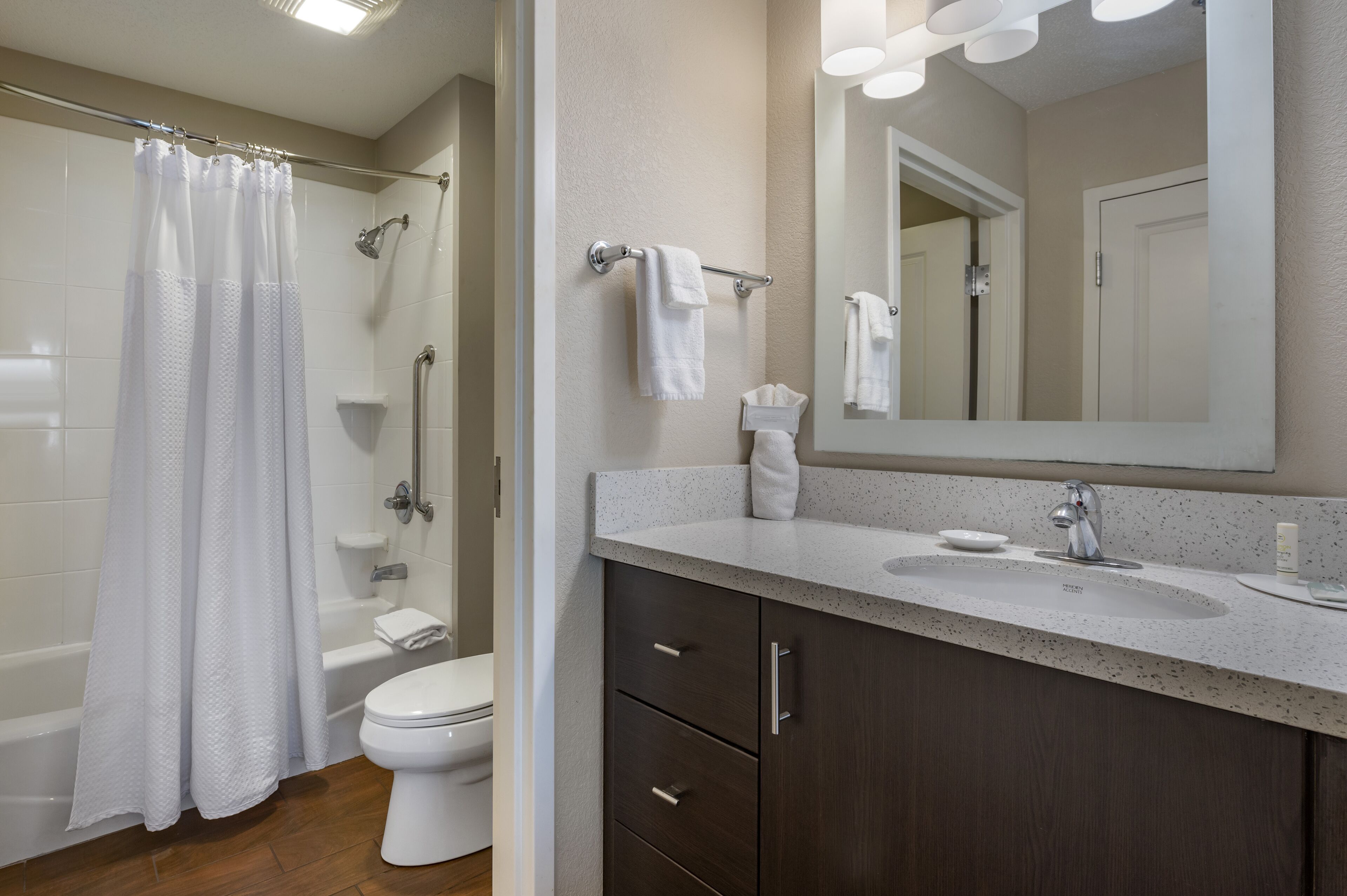 free toiletries, hair dryer, towels