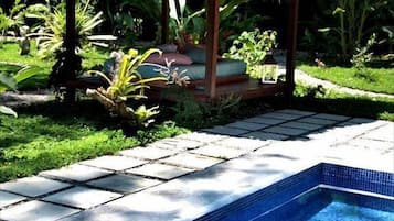 Outdoor pool, pool umbrellas