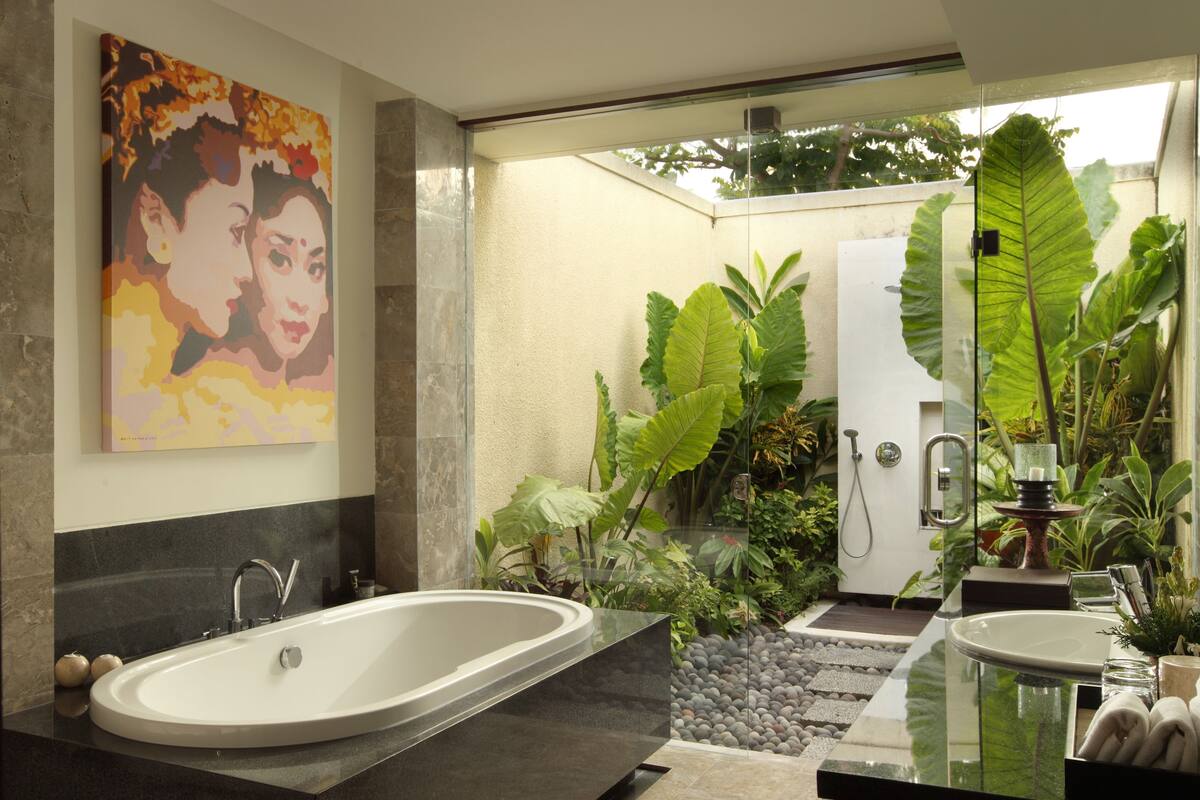 luxury villa, 2 bedrooms, private pool | bathroom amenities | separate bathtub and shower, deep-soaking bathtub, rainfall showerhead