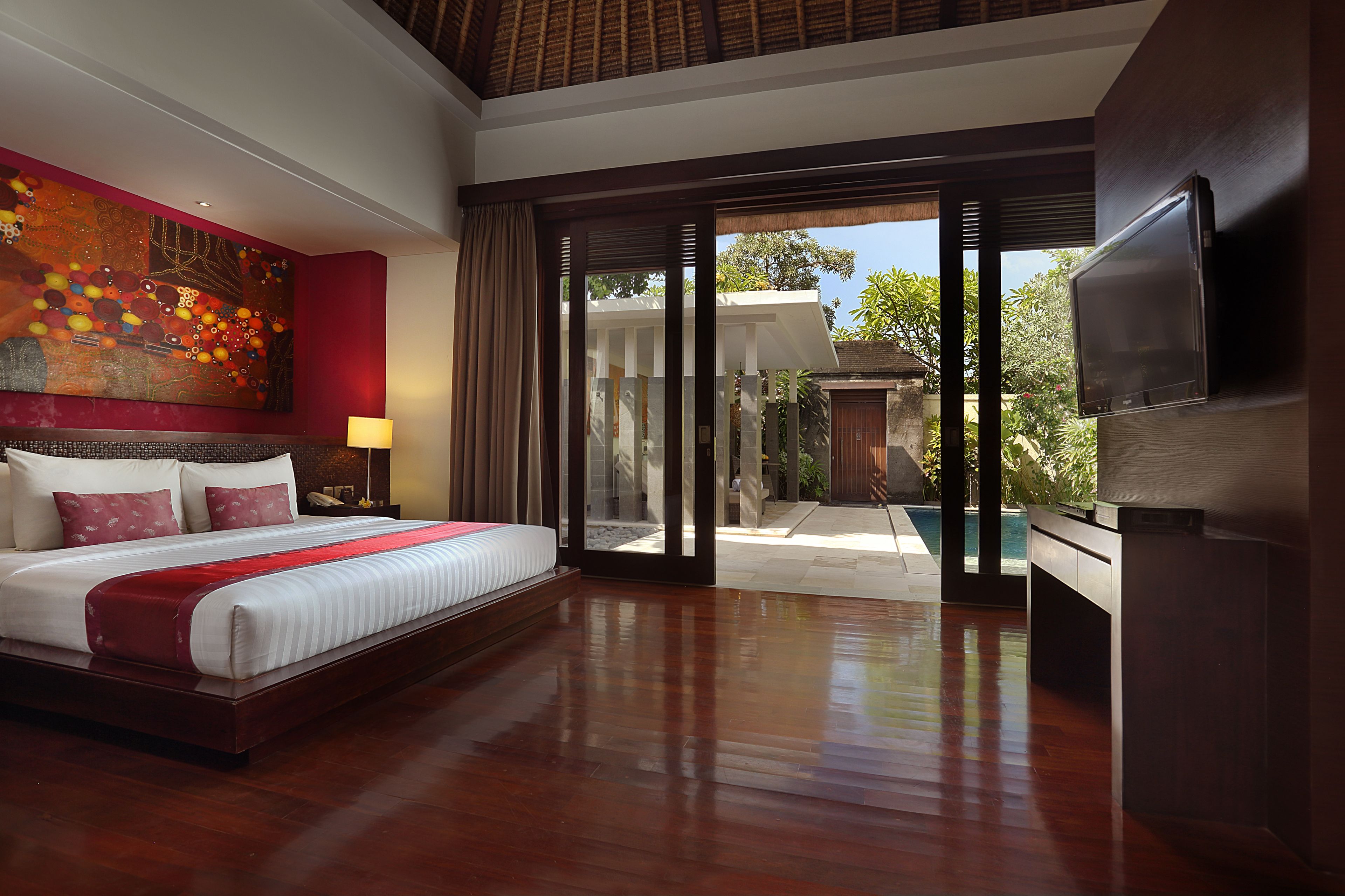 luxury villa, 1 bedroom, private pool | premium bedding, minibar, in-room safe, individually decorated