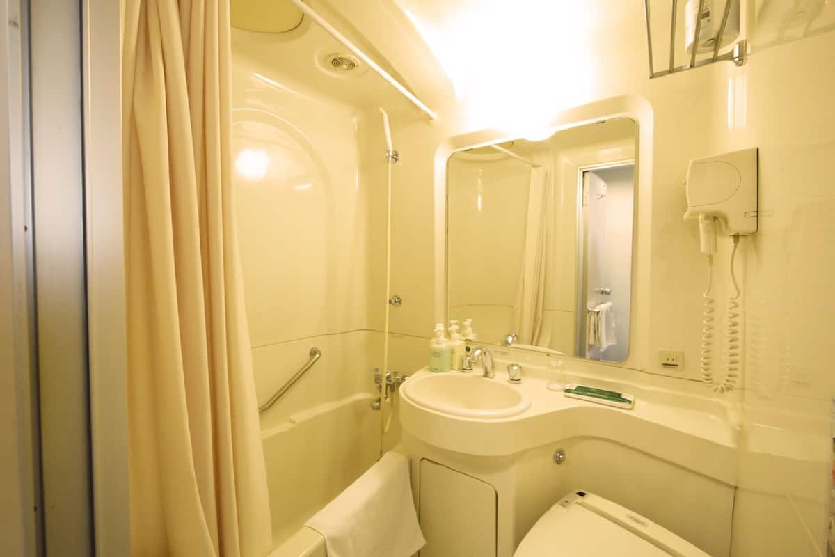 free toiletries, hair dryer, slippers, bidet