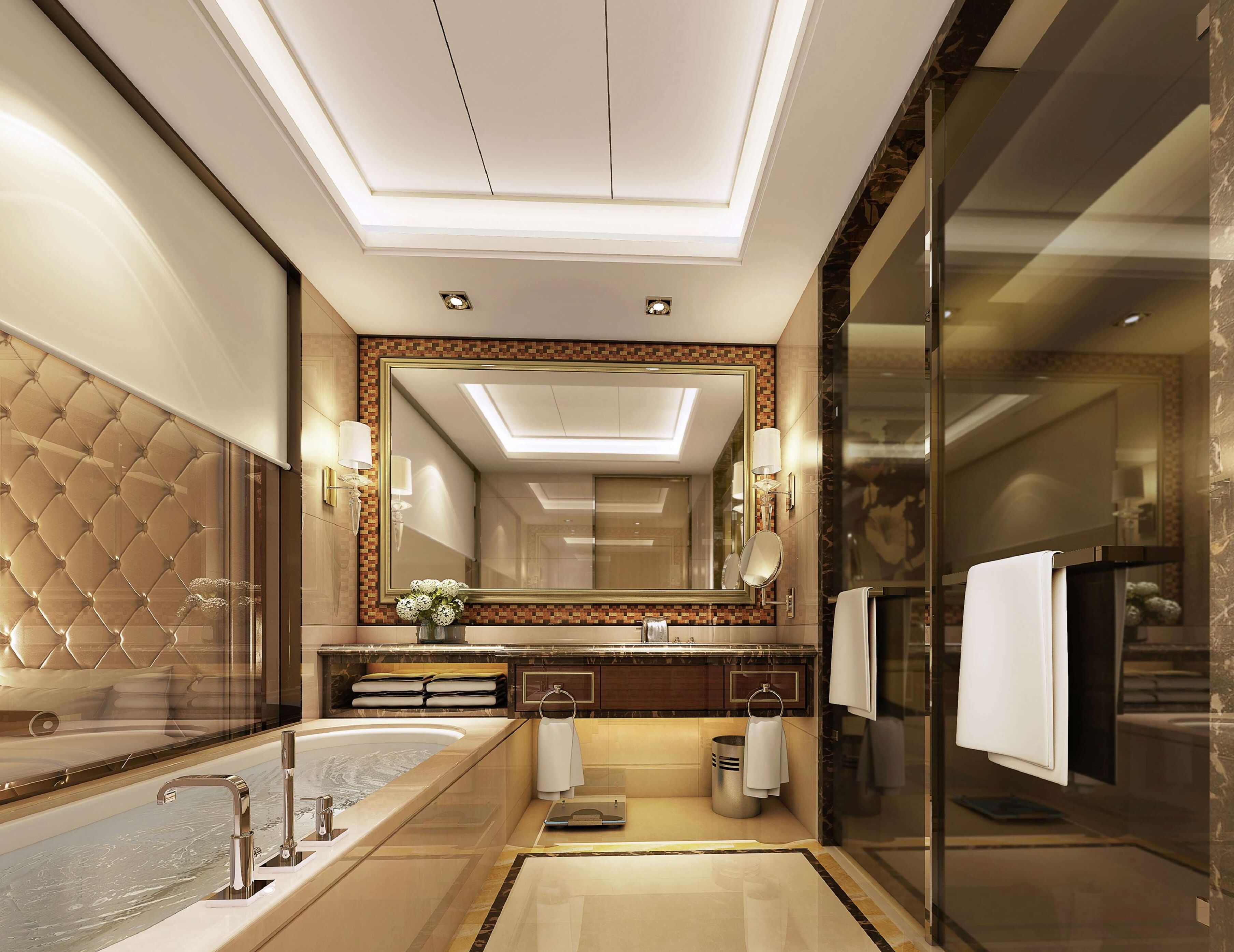 combined shower/bathtub, free toiletries, hair dryer, bathrobes