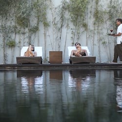Outdoor pool, pool loungers