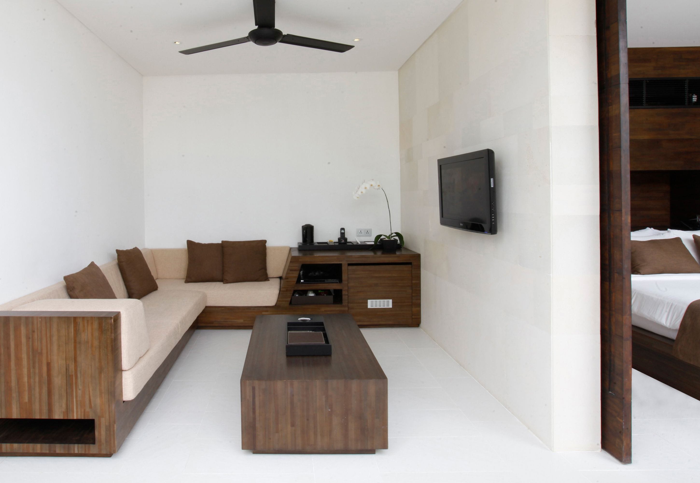 villa (pool villa) | living room | 32-inch smart tv with cable channels, tv, ipad